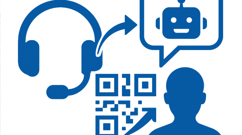 Ícono azul que representa atención humana, integración tecnológica y automatización inteligente con chatbots y formularios QR.