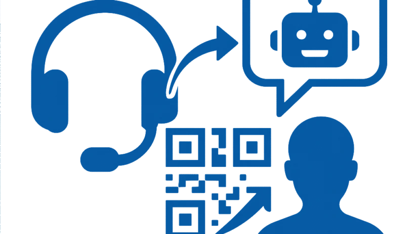 Ícono azul que representa atención humana, integración tecnológica y automatización inteligente con chatbots y formularios QR.