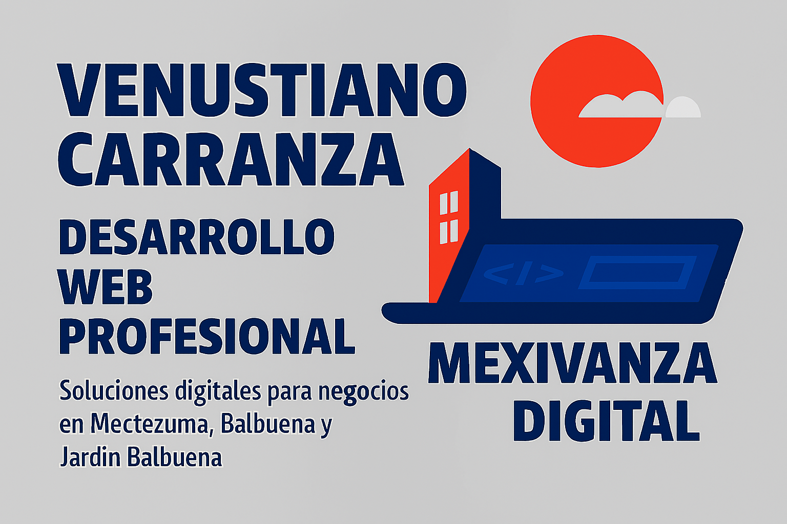 Banner de servicios web en Venustiano Carranza con fondo gris claro