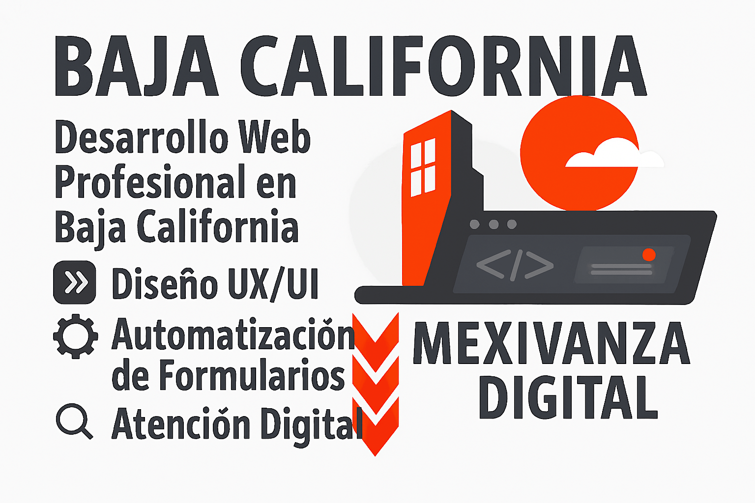Banner de Mexivanza Digital para Baja California, destacando servicios de desarrollo web profesional, diseño UX/UI, automatización de formularios y atención digital.
