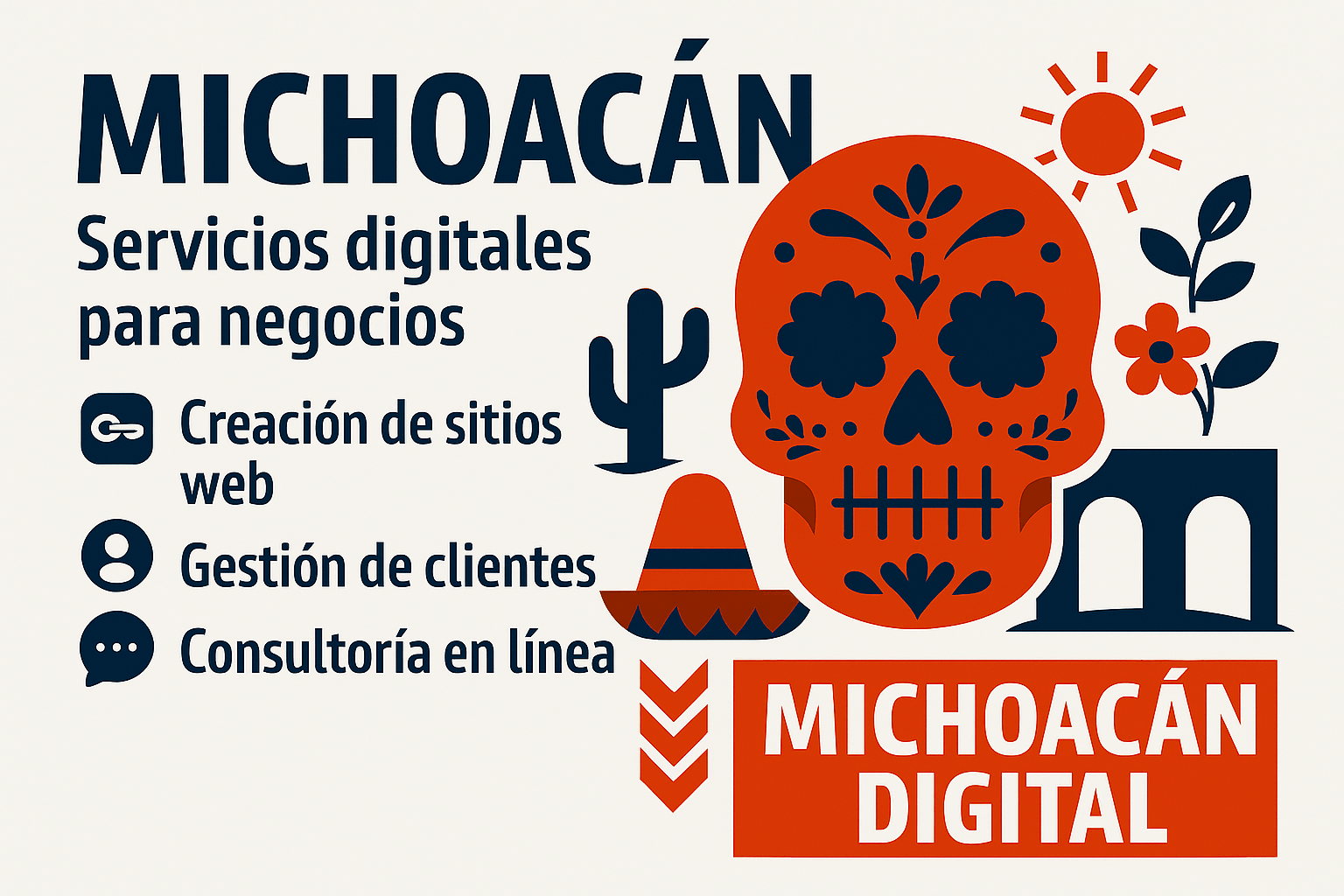 Silueta estilizada de Michoacán con motivos de mariposas, aguas y arquitectura colonial sobre fondo degradado.